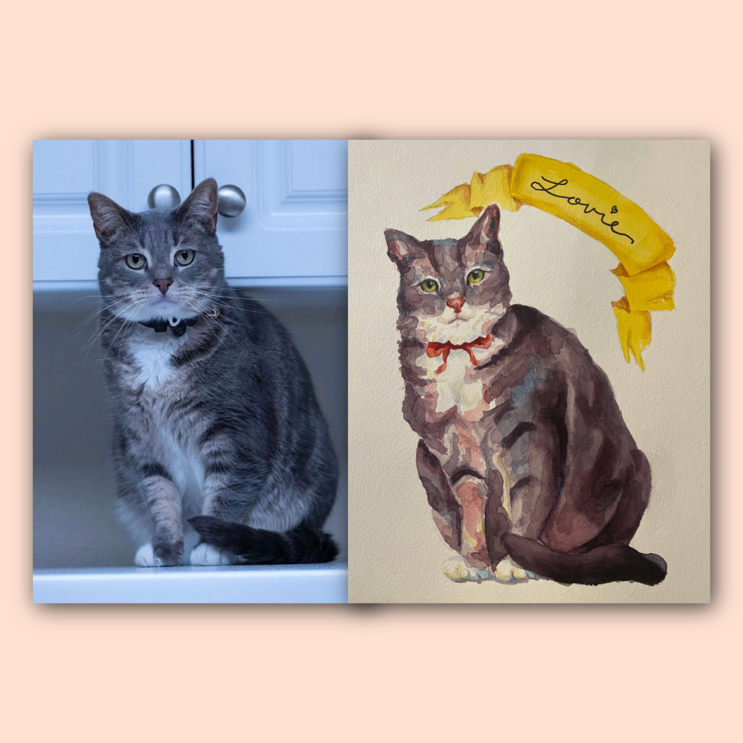 Custom Pet Portrait | Handpainted Watercolor Keepsake