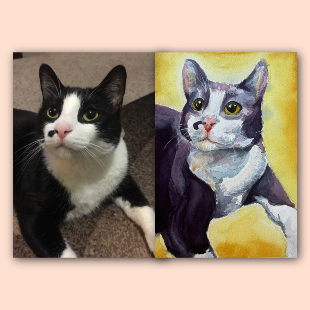 Custom Pet Portrait | Handpainted Watercolor Keepsake