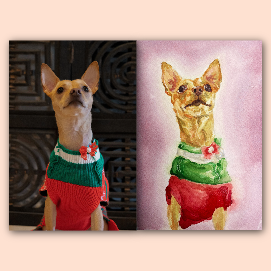 Custom Pet Portrait | Handpainted Watercolor Keepsake